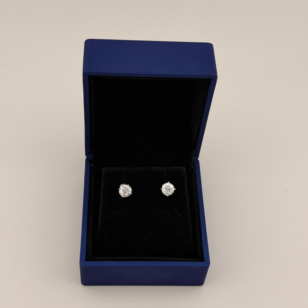 1.76ctw Lab Grown Diamond Studs - F Color - 14k White Gold - Round Brilliant